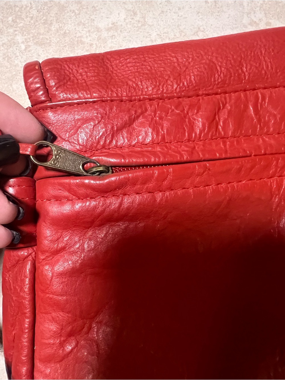 Vintage BARGANZA Red Leather Crossbody Flap Bag Map Lining - Picture 10 of 11